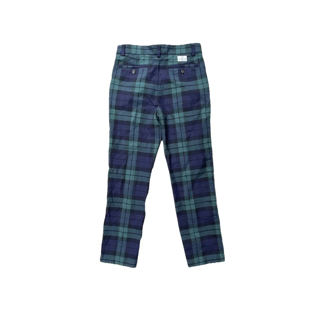 Vineyard Vines Girls Plaid Pants Size 10 Blue Green Tartan Stretch Cotton Preppy